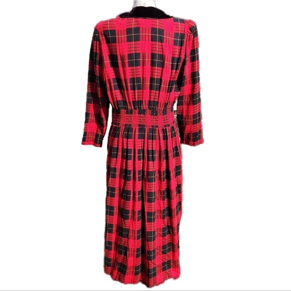 VINTAGE‎ - Miss Darby round collar red plaid dress 14 - Picture 3 of 9